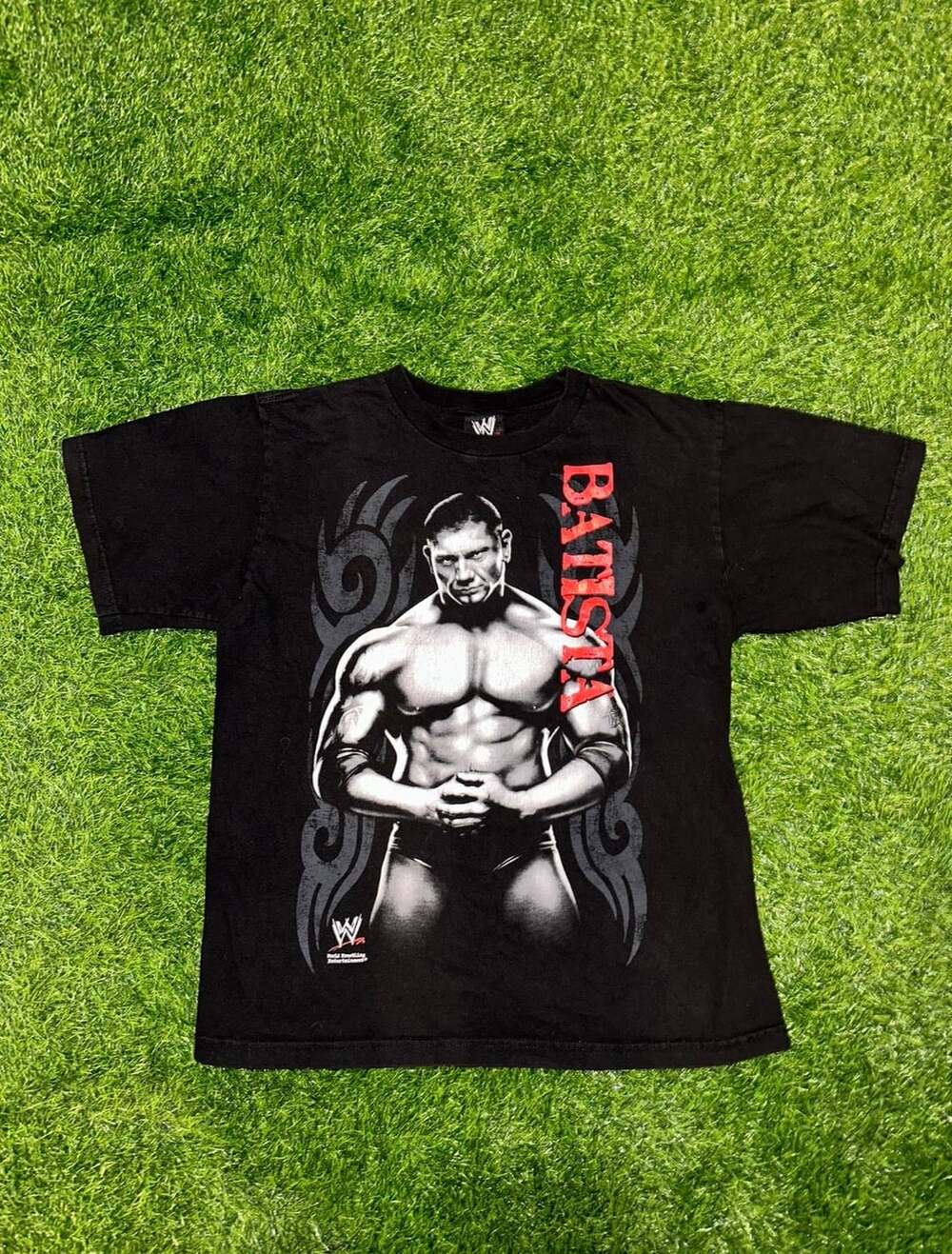 Vintage 2000s WWE Batista The Animal Black Graphic T-Shirt